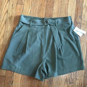 olive/army green belted dressy shorts (size large)